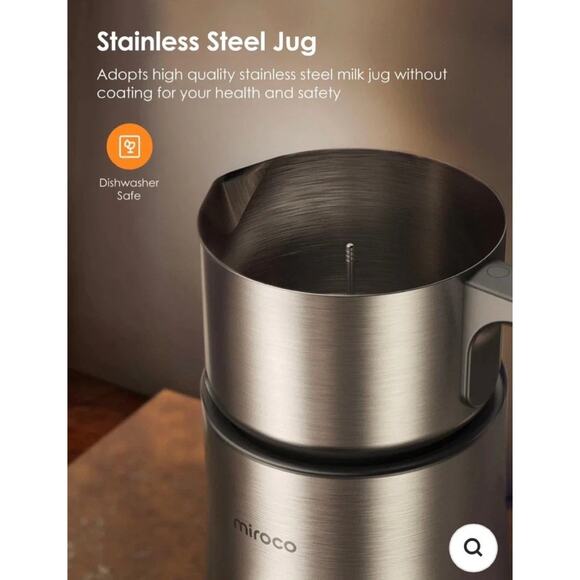 Miroco Automatic-Milk Frother MI-MF005 4 In 1 Stainless Steel Silver 16.9oz - Picture 5 of 6